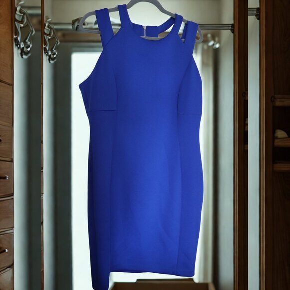 Calvin Klein Size 14 Blue Bodycon Dress - Picture 1 of 5